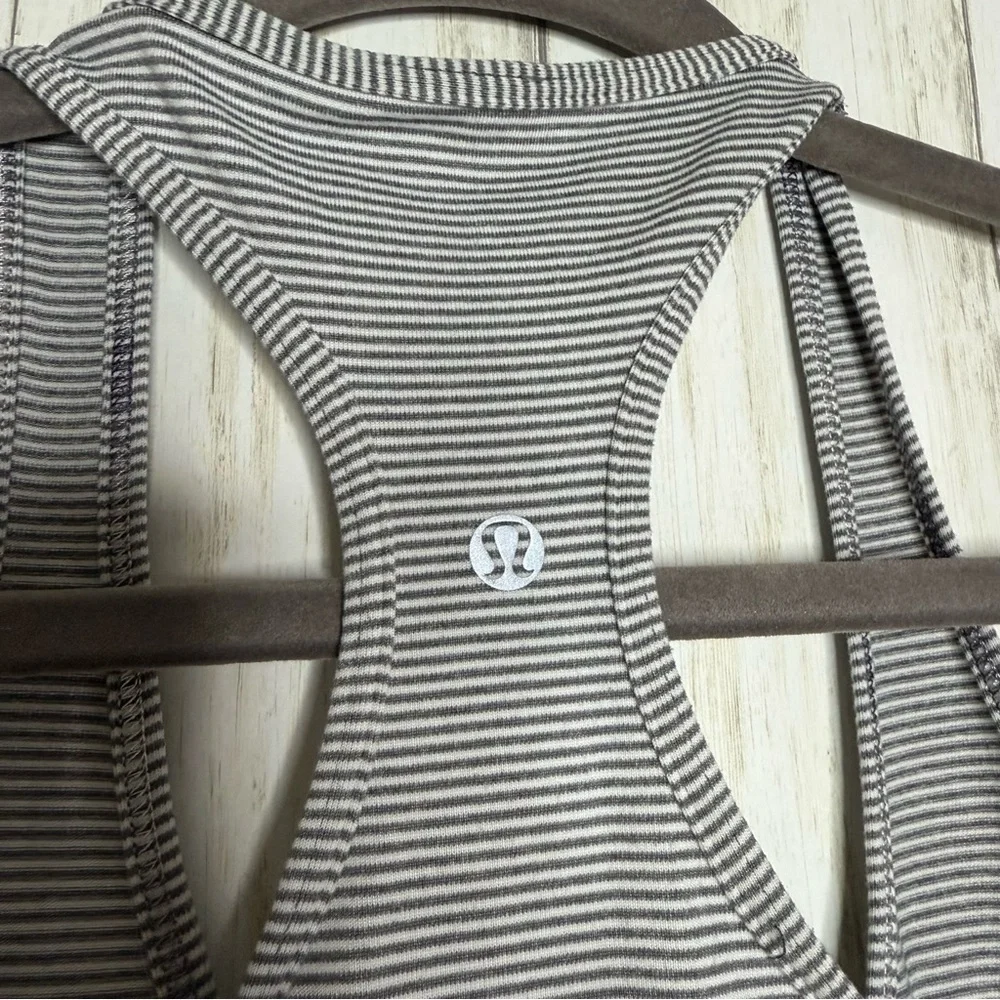 Lululemon Athletica Gray White Striped Tank Top